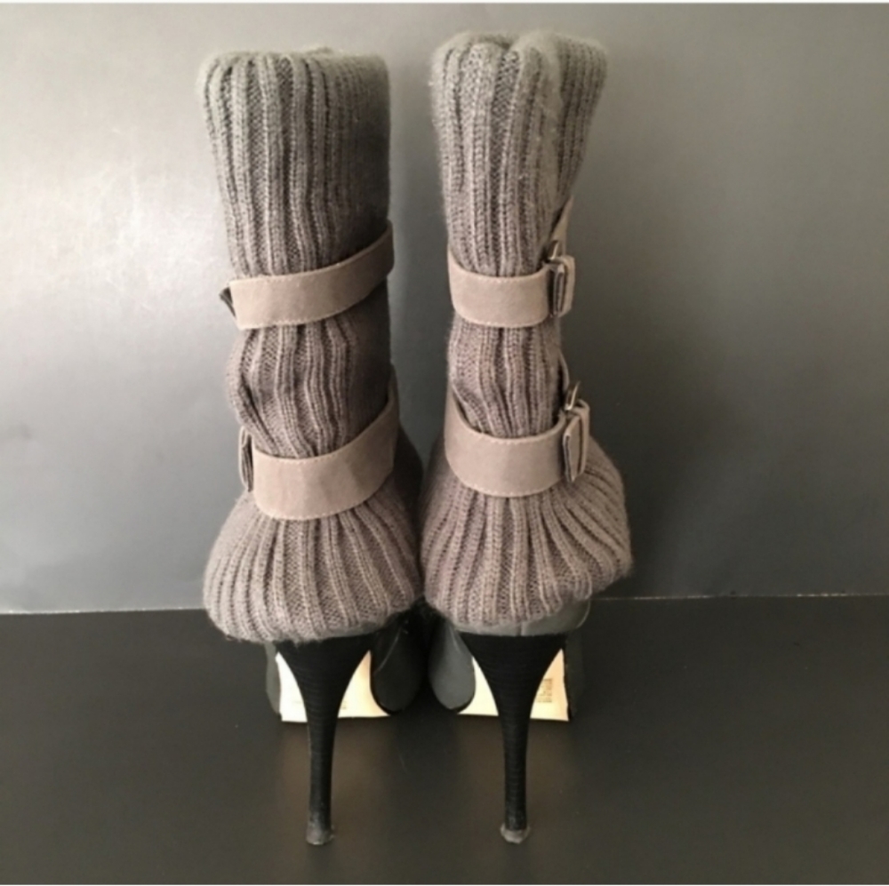 Bakers "Cashmere" Fold Over Sweater Top Mid Calf Platform Boots Gray 7.5 Buckle - Picture 3 of 9